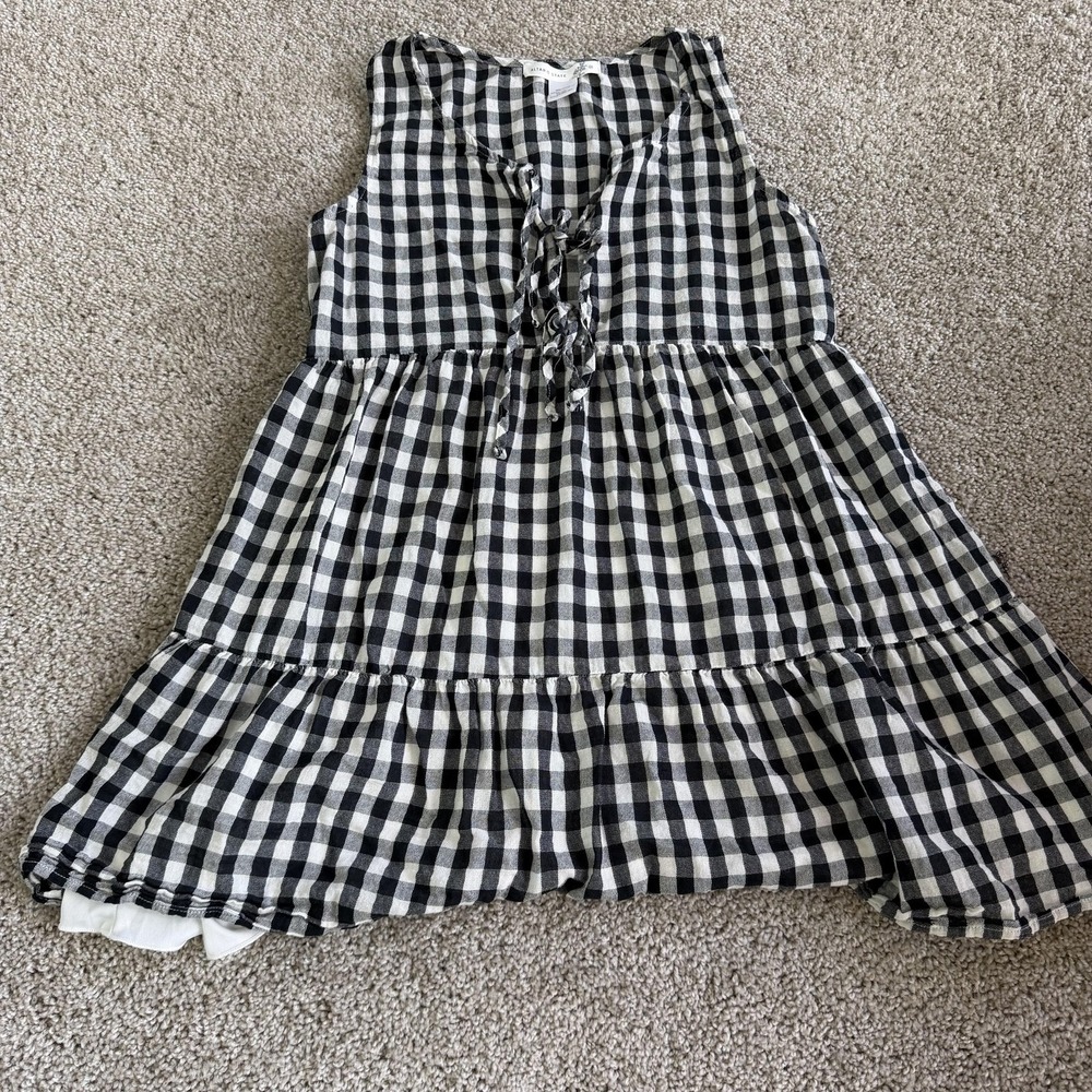 Altar'd State Dress Womens M Black Gingham Sleeveless V-Neck Tiered Mini Swing